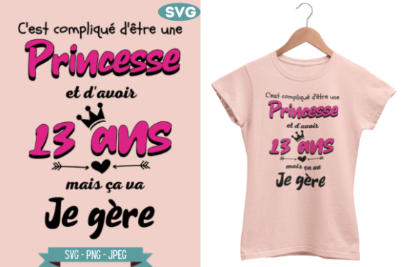 13 Years Old Birthday French T-shirt Graphics and Print Templates