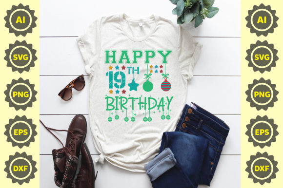 Happy 19th Birthday SVG Design for T-Shirt Graphics
