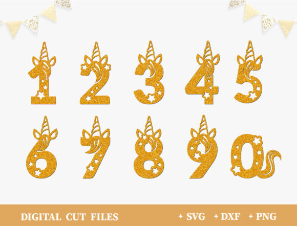 Number Cake Topper Birthday Unicorn SVG Graphics