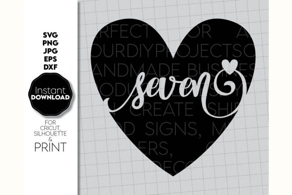Seven Birthday Heart Number Shirt Design Graphics and Crafts