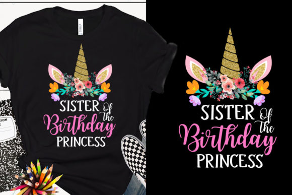 Unicorn T-Shirt Sister of the Birthday Graphics